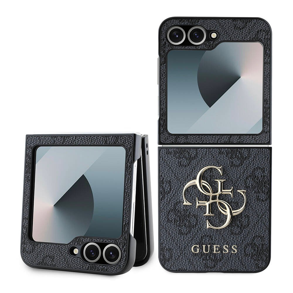 Galaxy Z Flip 6 Kılıf Guess Orjinal Lisanslı Leather Metal Logo Kılıf