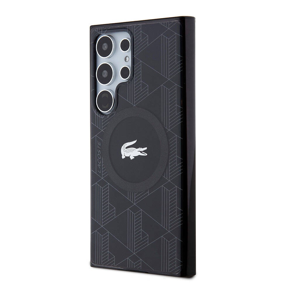 Galaxy S24 Ultra Kılıf Lacoste Orjinal Lisanslı Magsafe Şarj Özellikli Çift Katmanlı Timsah Logolu Blend Monogram Kılıf
