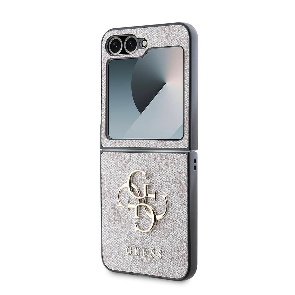 Galaxy Z Flip 6 Kılıf Guess Orjinal Lisanslı Leather Metal Logo Kılıf