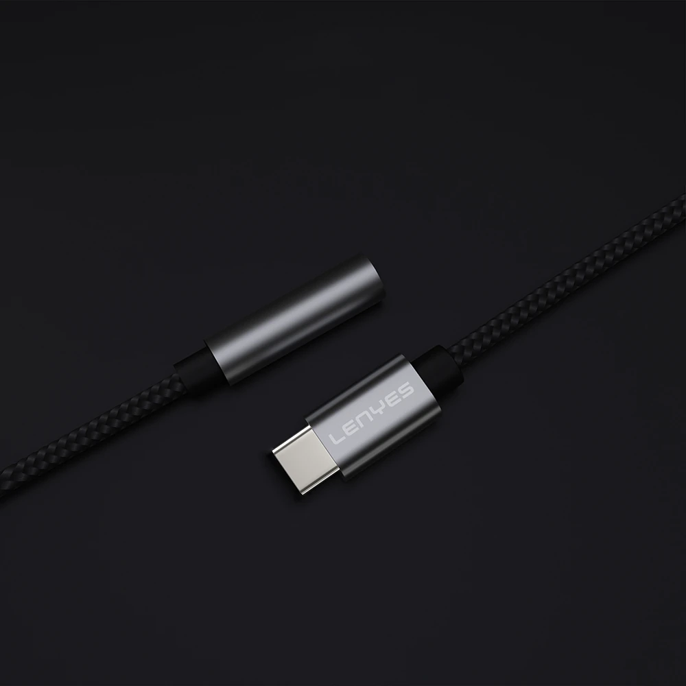 Lenyes AX105 Type-C to 3.5mm Aux Çevirici Örgülü Ses Adaptörü
