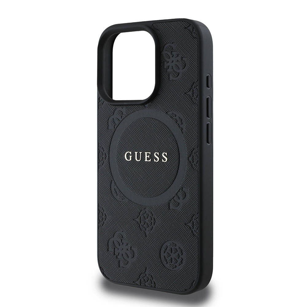 iPhone 16 Pro Kılıf Guess Orjinal Lisanslı Magsafe Şarj Özellikli Yazı Logolu Saffiano Peony Kılıf