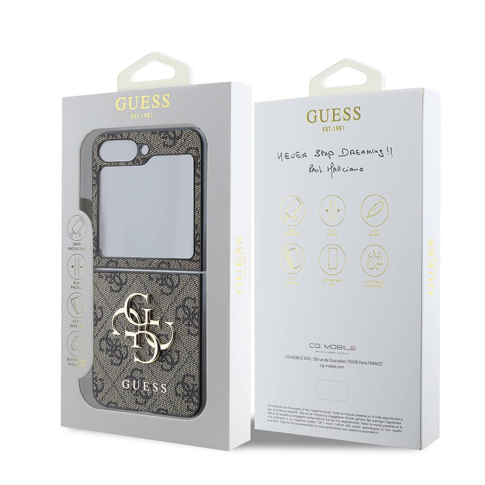 Galaxy Z Flip 6 Kılıf Guess Orjinal Lisanslı Leather Metal Logo Kılıf