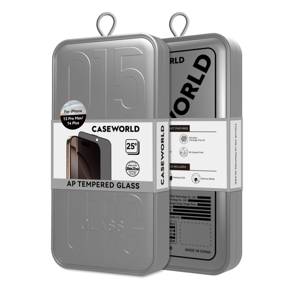 Apple iPhone 14 Pro CaseWorld 0.25mm Privacy 3D Temperli Cam Ekran Koruyucu + Uygulama Aparatlı