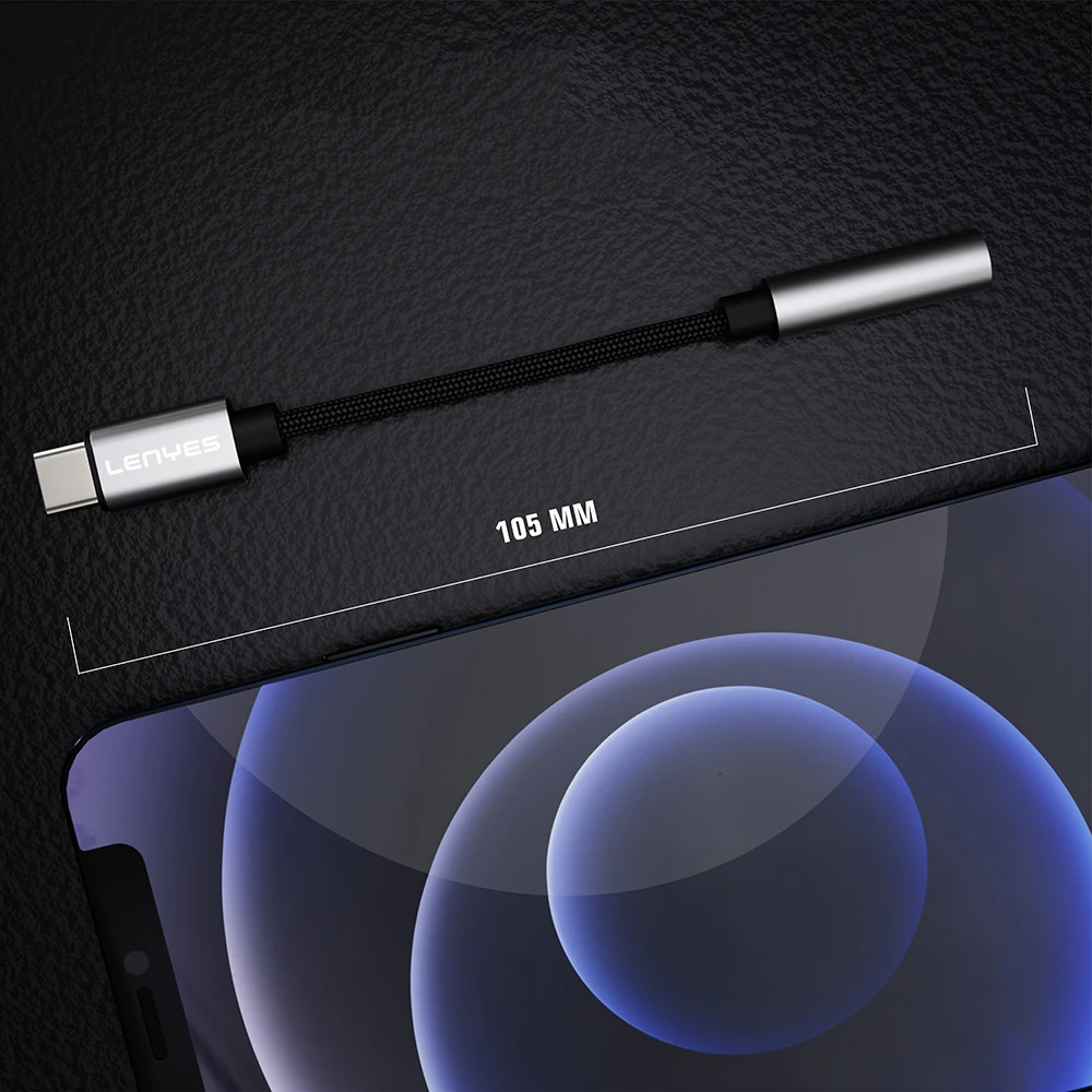 Lenyes AX105 Type-C to 3.5mm Aux Çevirici Örgülü Ses Adaptörü