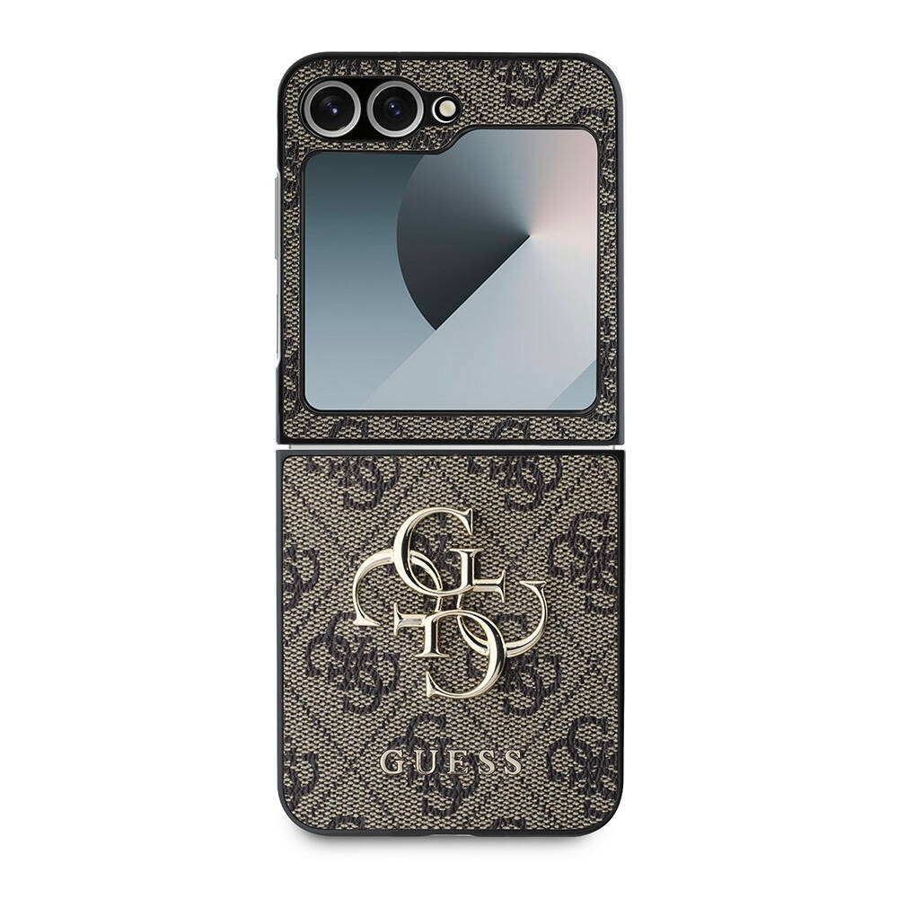 Galaxy Z Flip 6 Kılıf Guess Orjinal Lisanslı Leather Metal Logo Kılıf