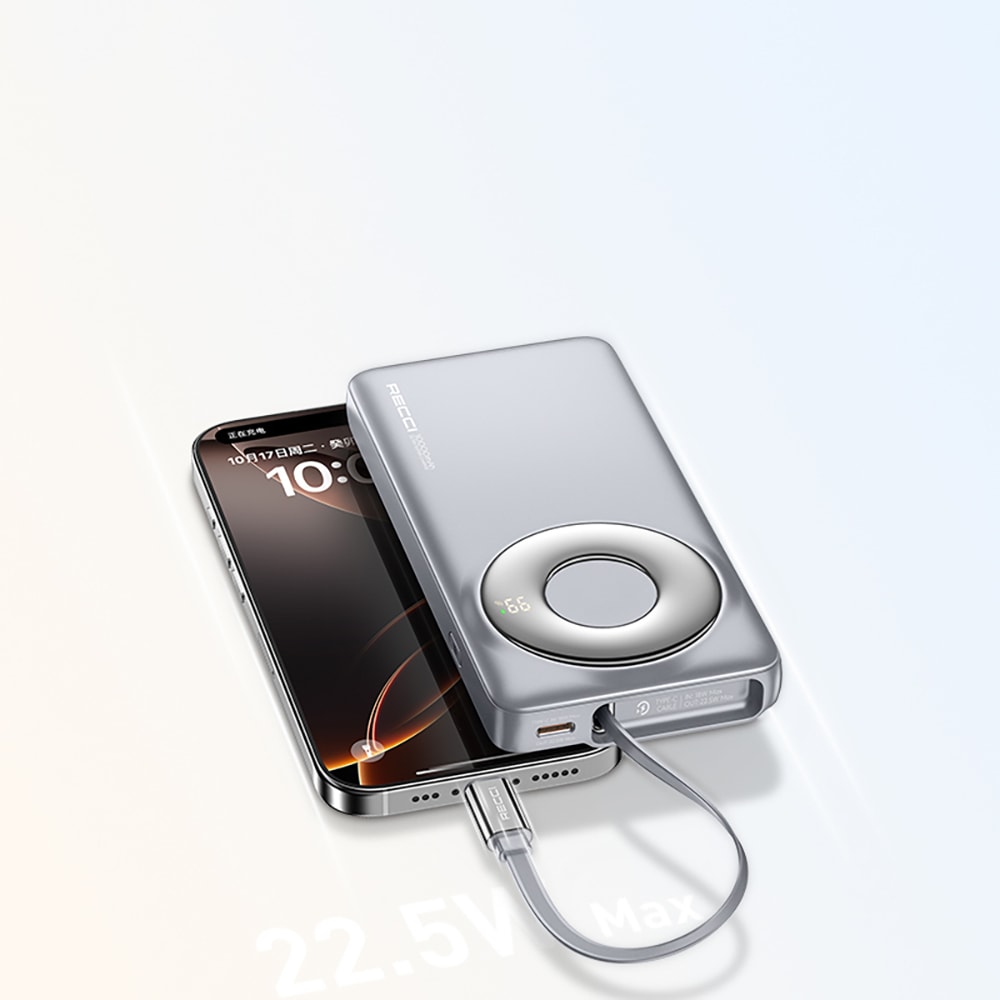 Recci RPB-P58 PD Hızlı Şarj Özellikli Type-C Kablolu Powerbank 22.5W 10.000mAh