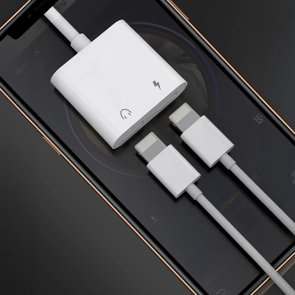 Lenyes AX92 Lightning to Lightning 2in1 Şarj ve Kulaklık Dönüştürücü Adaptör