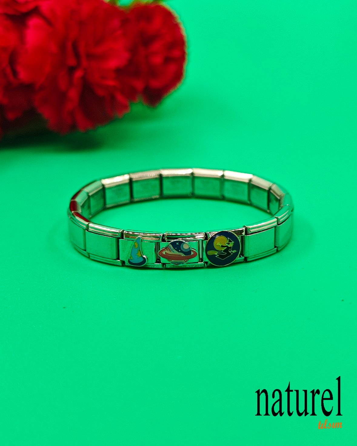 Unisex İtalyan Charm Bileklik Paslanmaz Çelik Bileklik