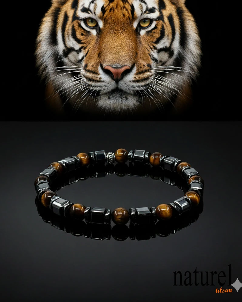 Kaplan Gözü 6mm Doğal Taş Bileklik