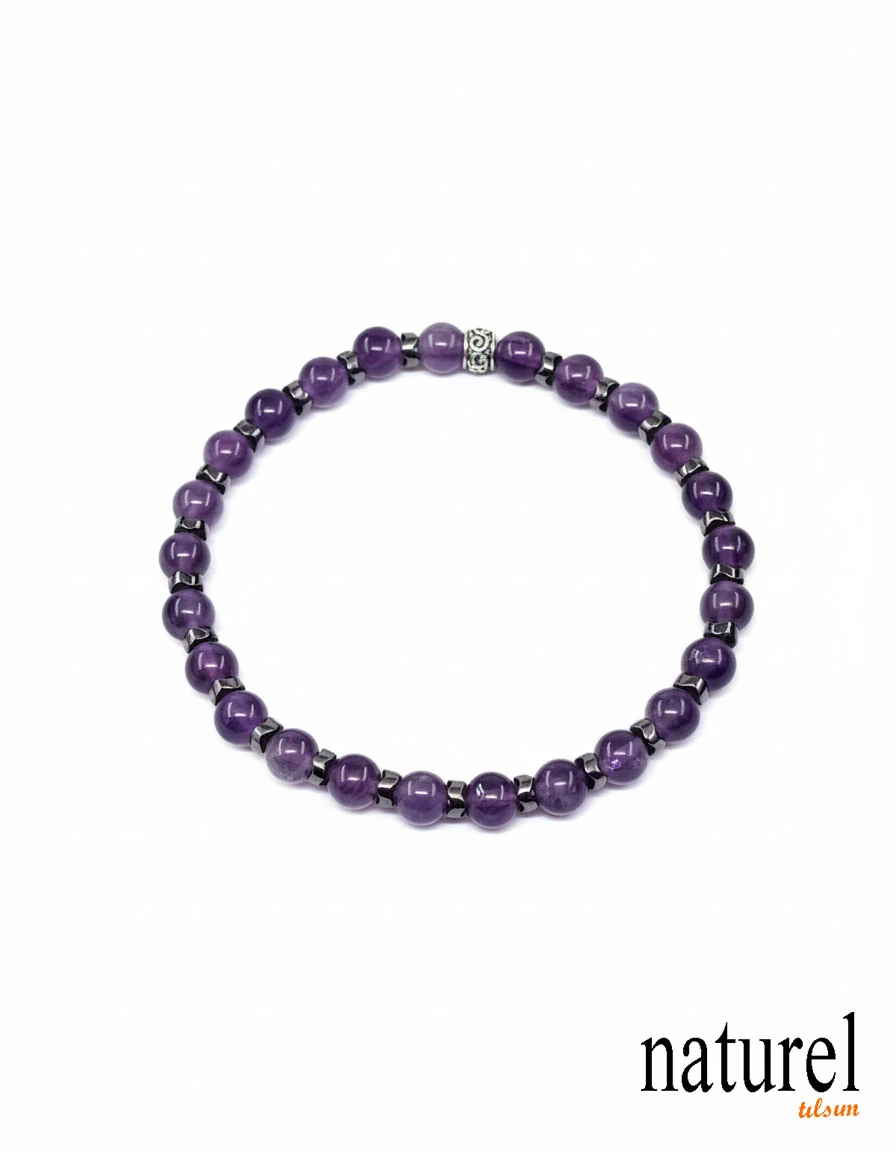 Ametist 6mm Doğal Taş Bileklik
