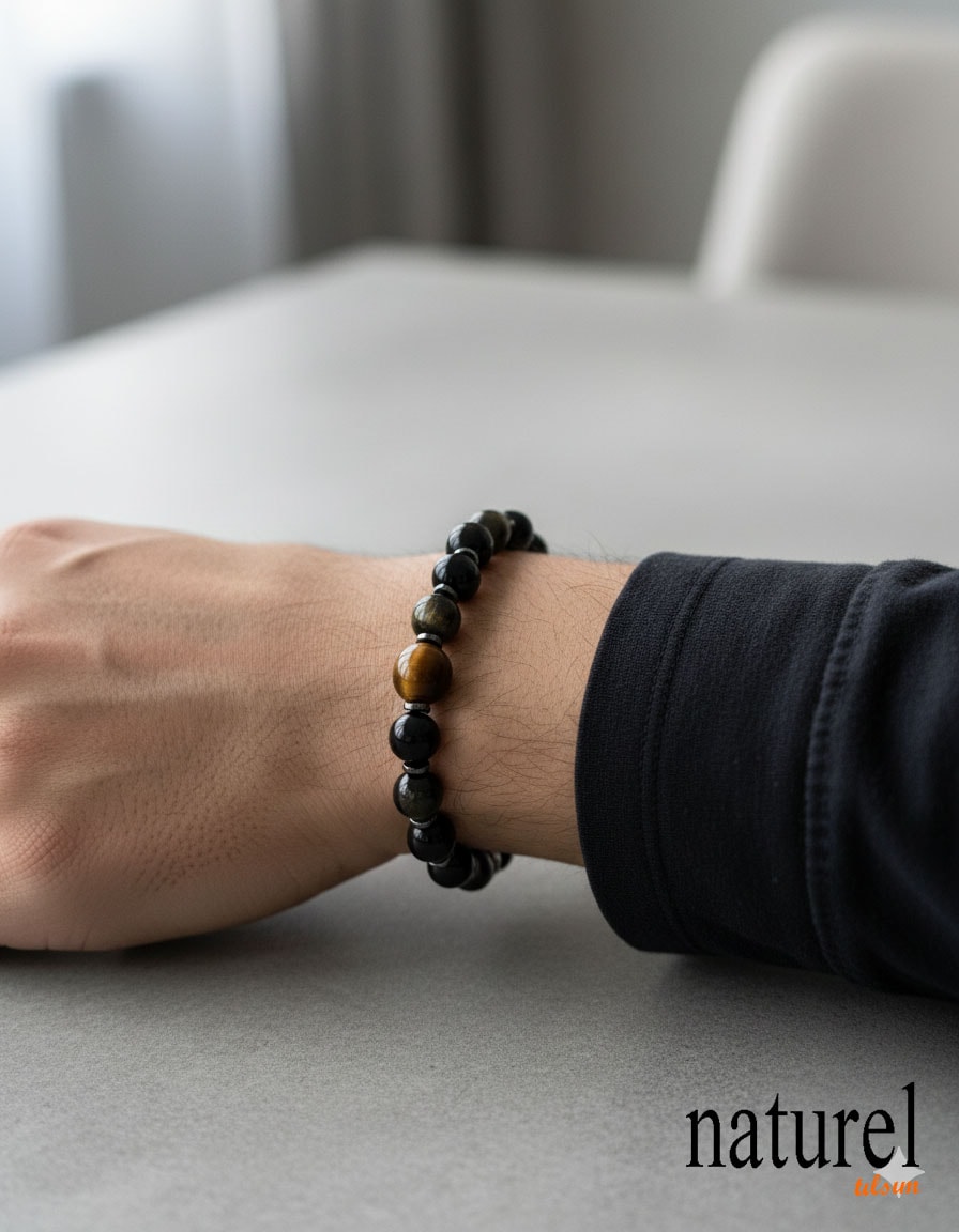 Obsidyen Kaplan Gözü 10mm Doğal Taş Bileklik