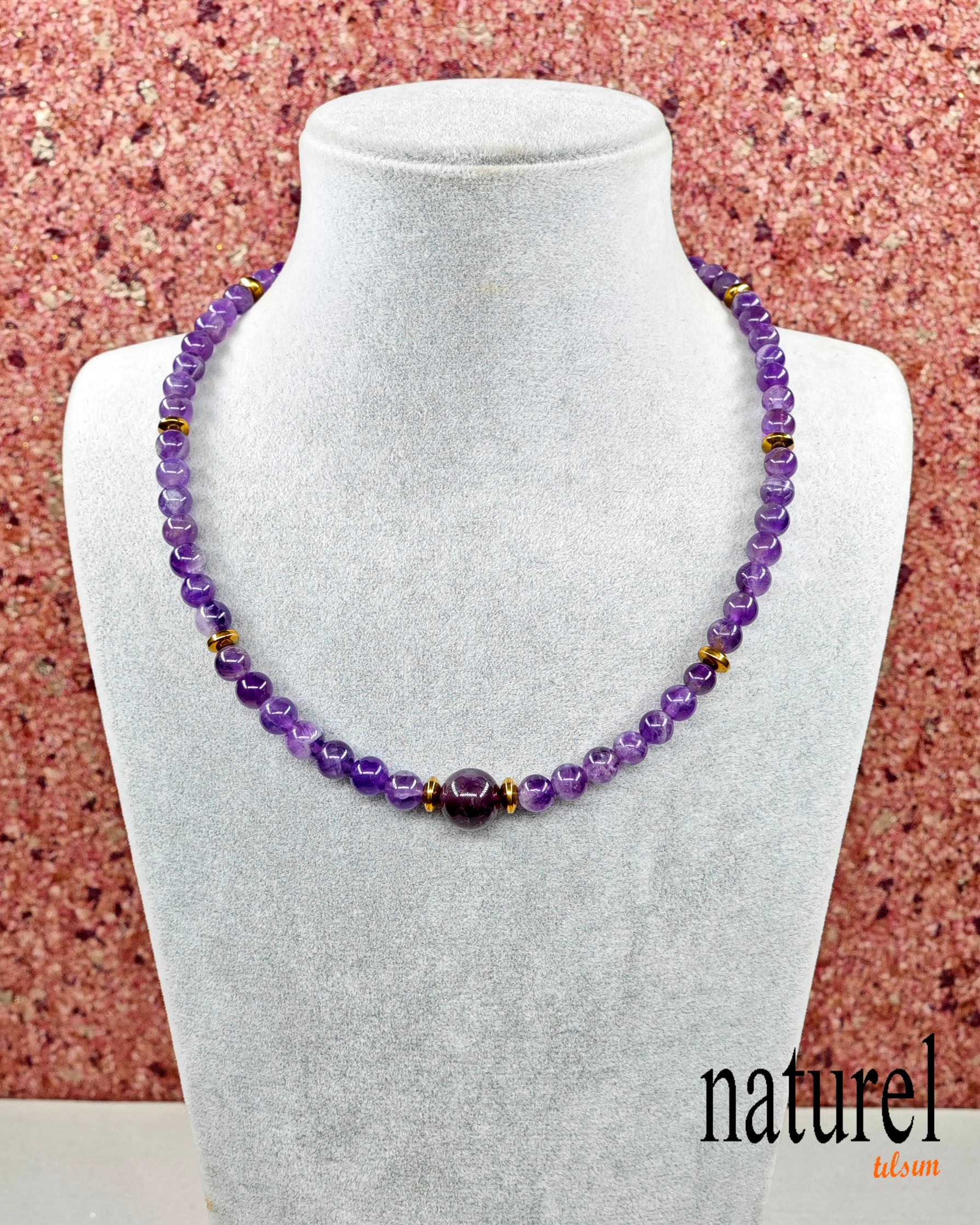 Ametist Doğal Taş Choker Kolye