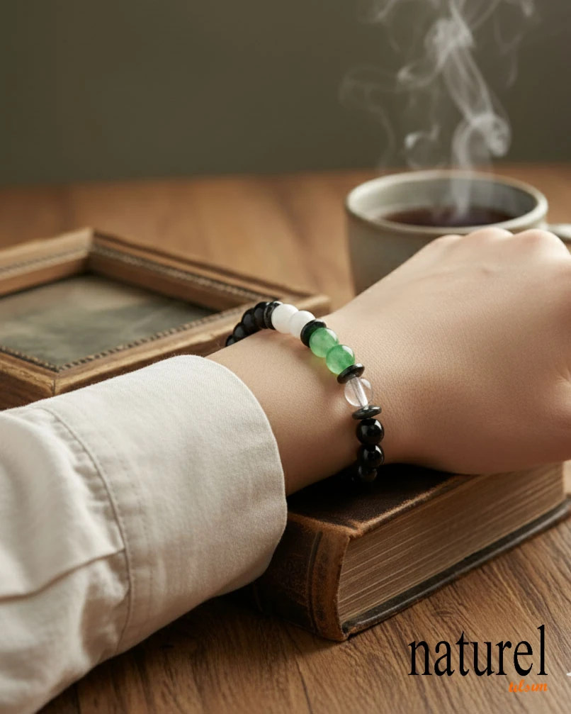 Yengeç Burcu Doğal Taş Bileklik | Aventurin-Kristal Kuvars-Aytaşı-Oniks 
