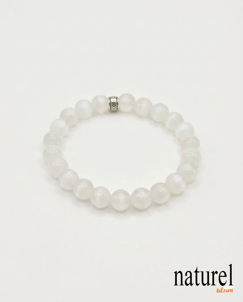 Selenit 8mm Doğal Taş Unisex Bileklik