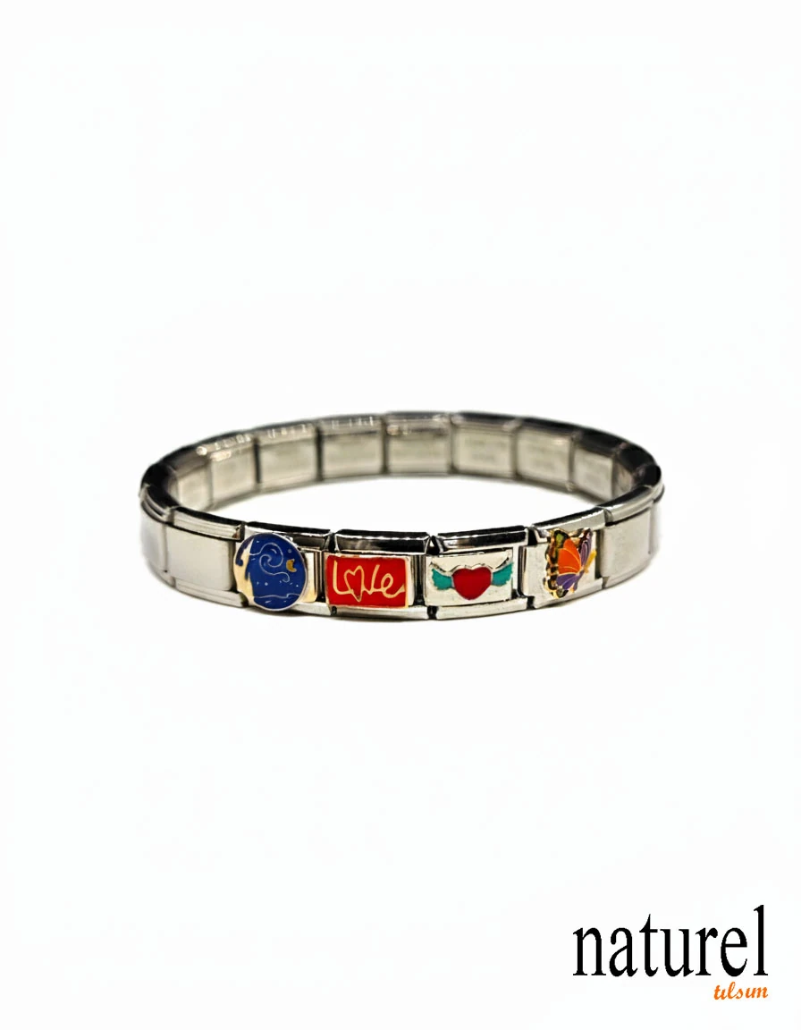 Unisex İtalyan Charm Bileklik Paslanmaz Çelik Bileklik