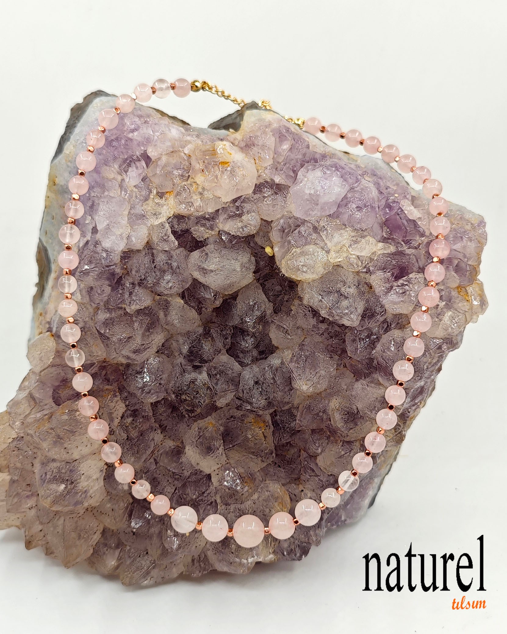 Pembe Kuvars Choker Kolye