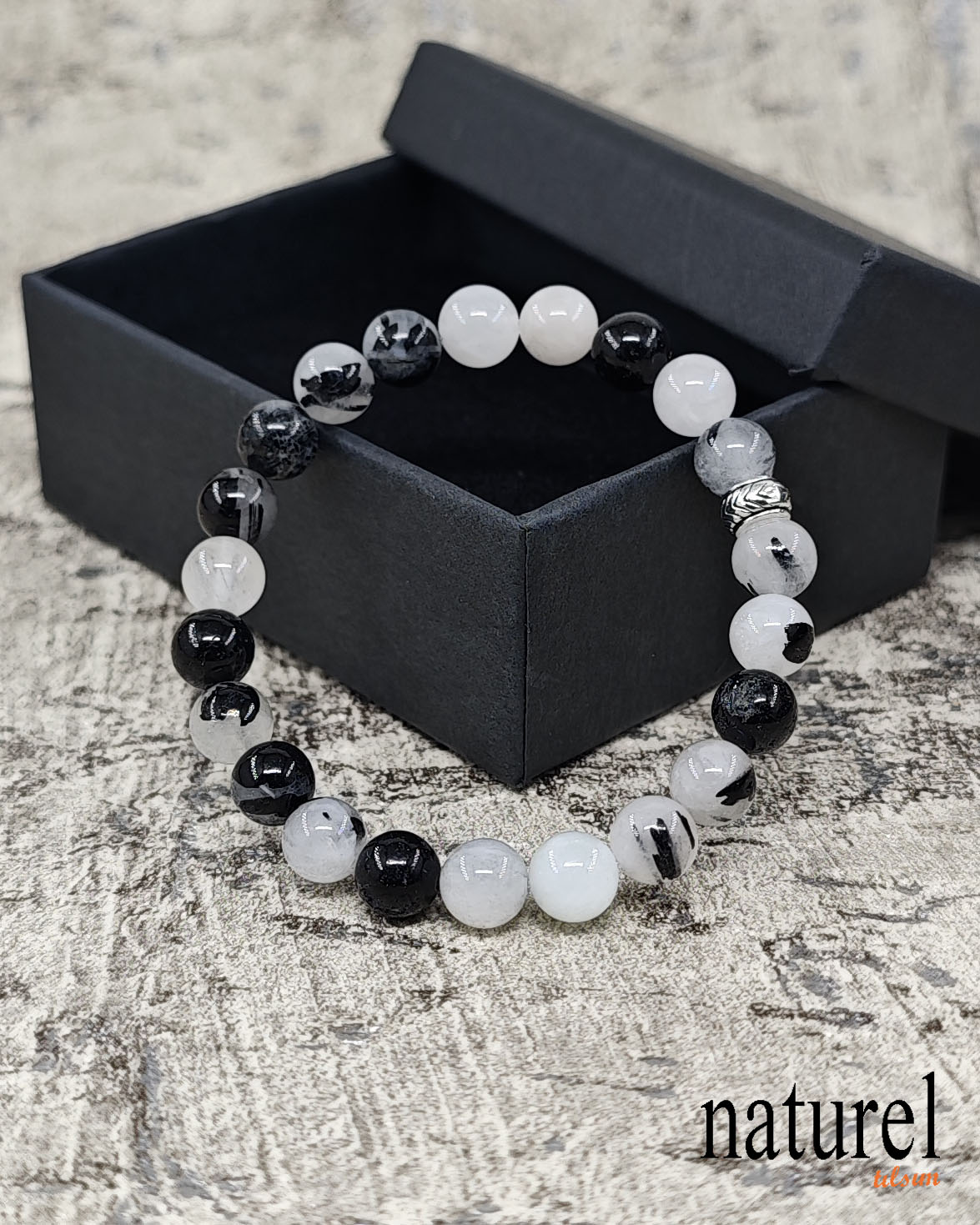 Oriijnal Rutil Kuvars Alaca Taş 8mm Doğal Taş Bileklik