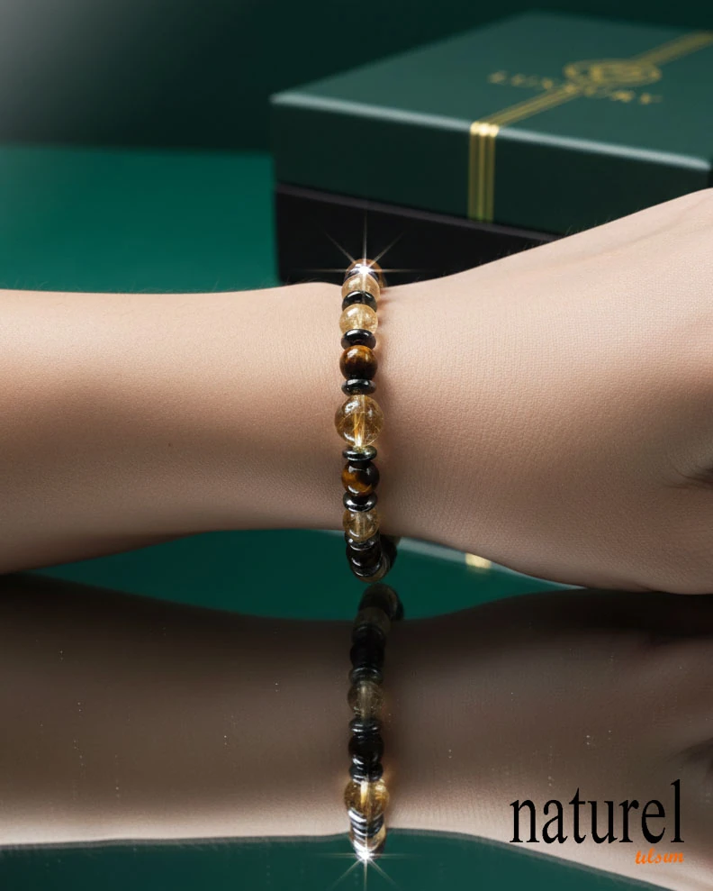 Sitrin Kaplan Gözü 6mm Doğal Taş Bileklik