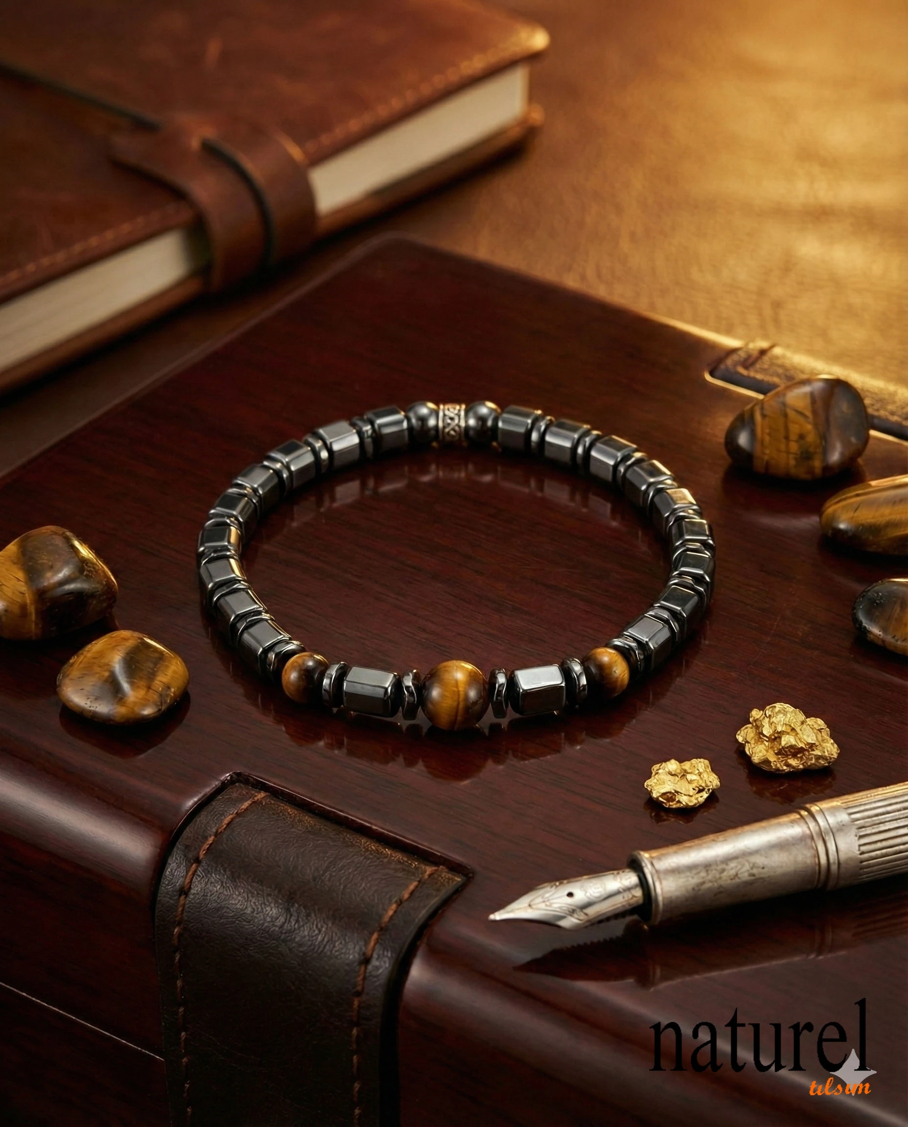 Doğal Taş Hematit  Bileklik - Model 2