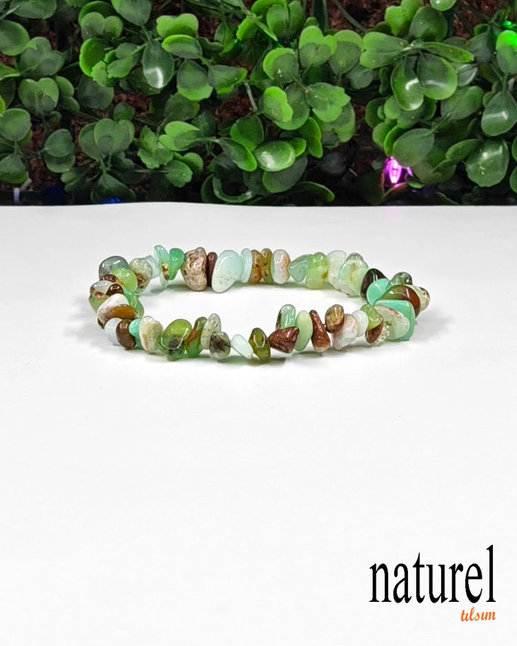 Doğal Taş Kırık Krizopras Unisex Bileklik