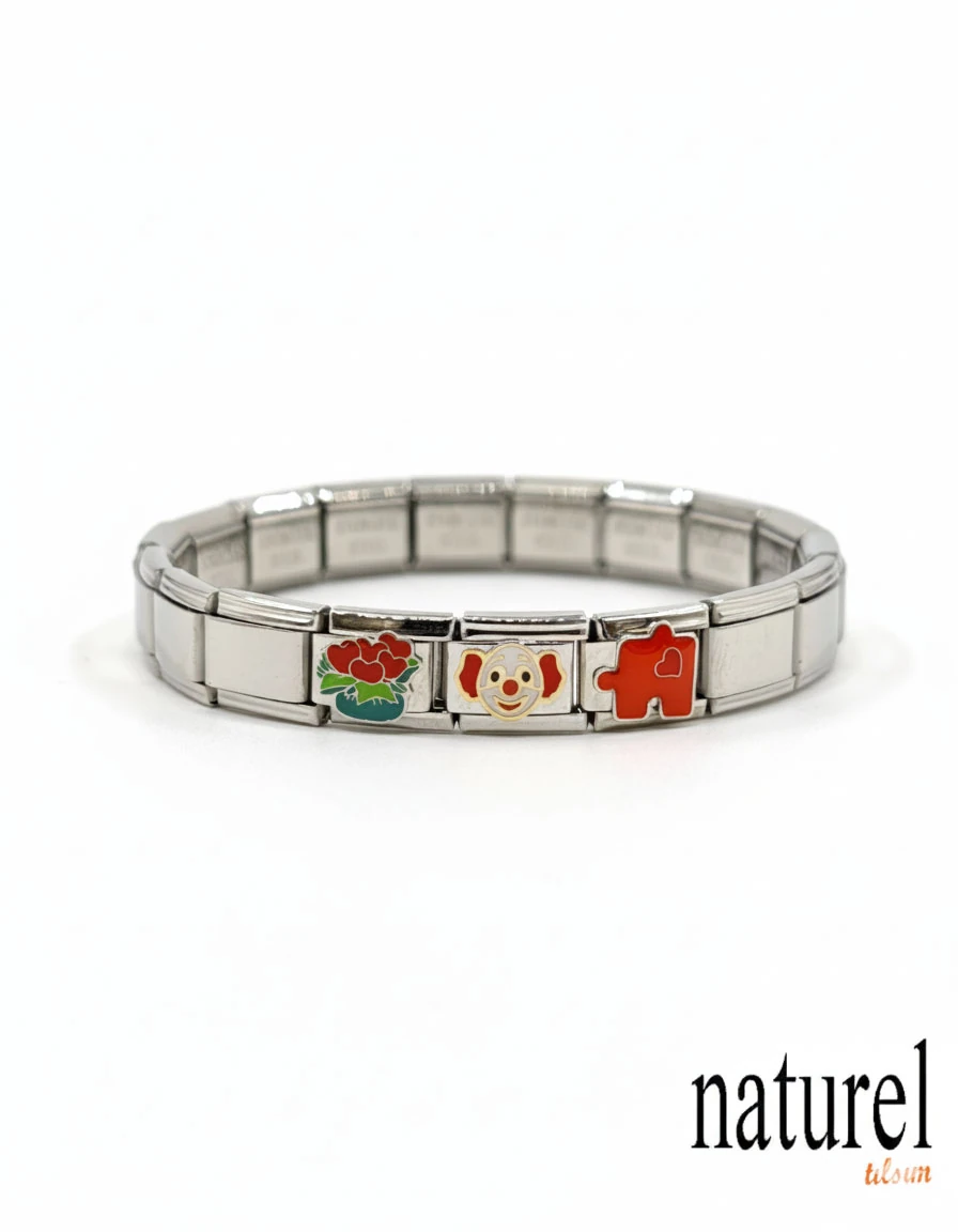 Unisex İtalyan Charm Bileklik Paslanmaz Çelik Bileklik