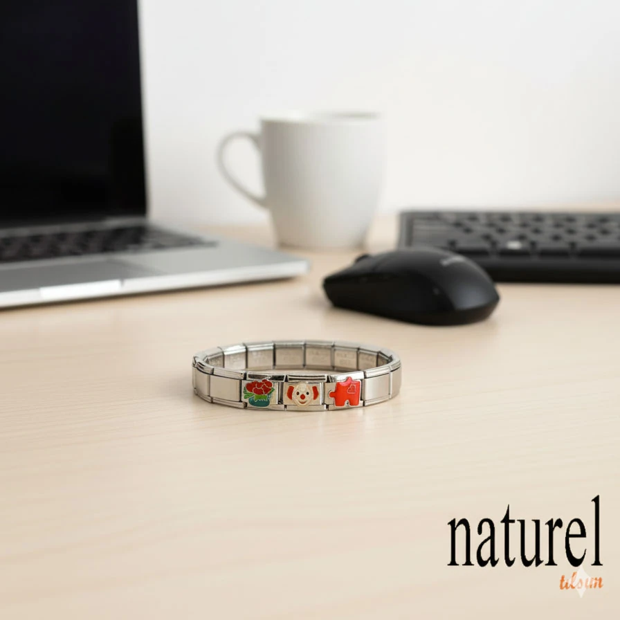 Unisex İtalyan Charm Bileklik Paslanmaz Çelik Bileklik