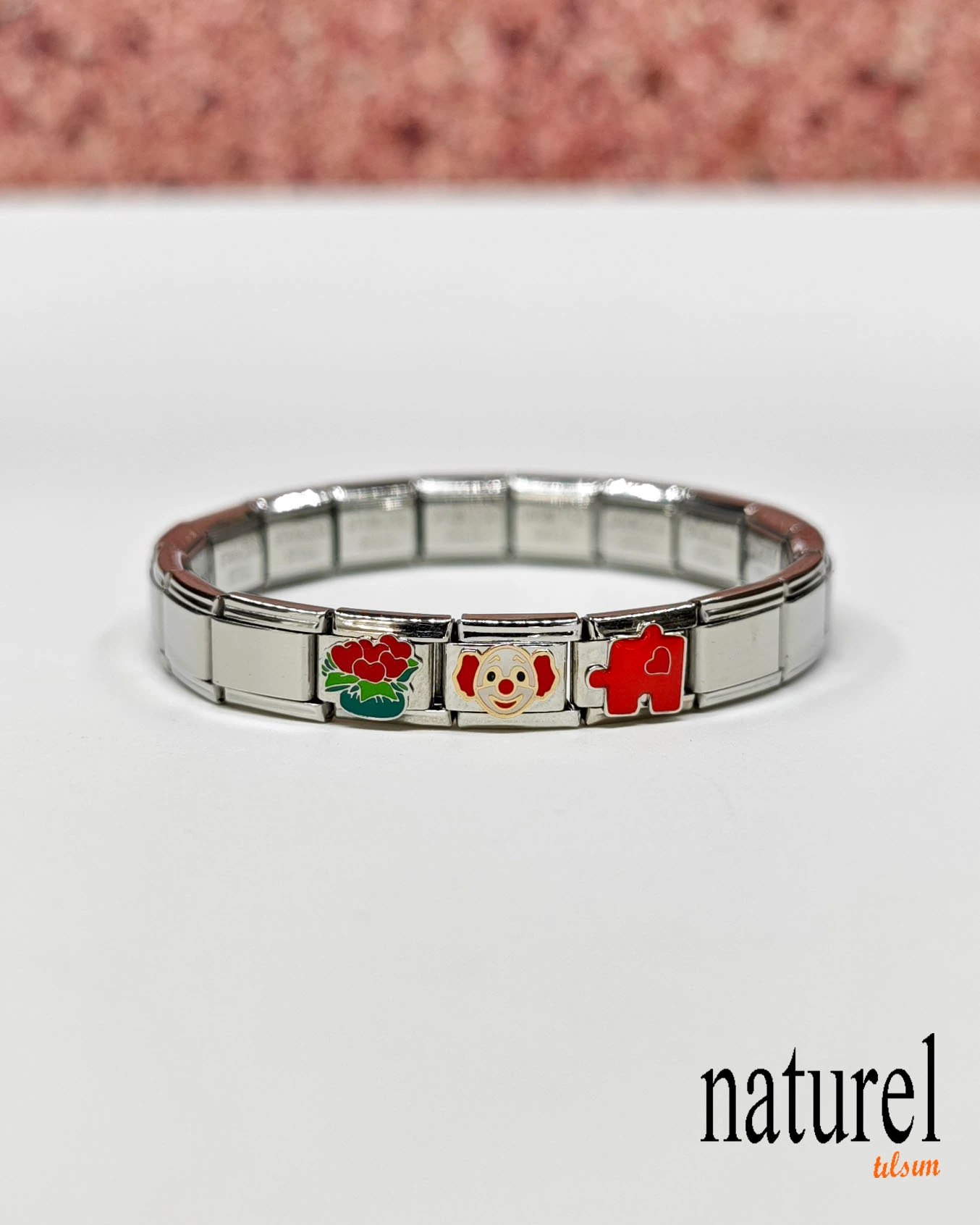 Unisex İtalyan Charm Bileklik Paslanmaz Çelik Bileklik