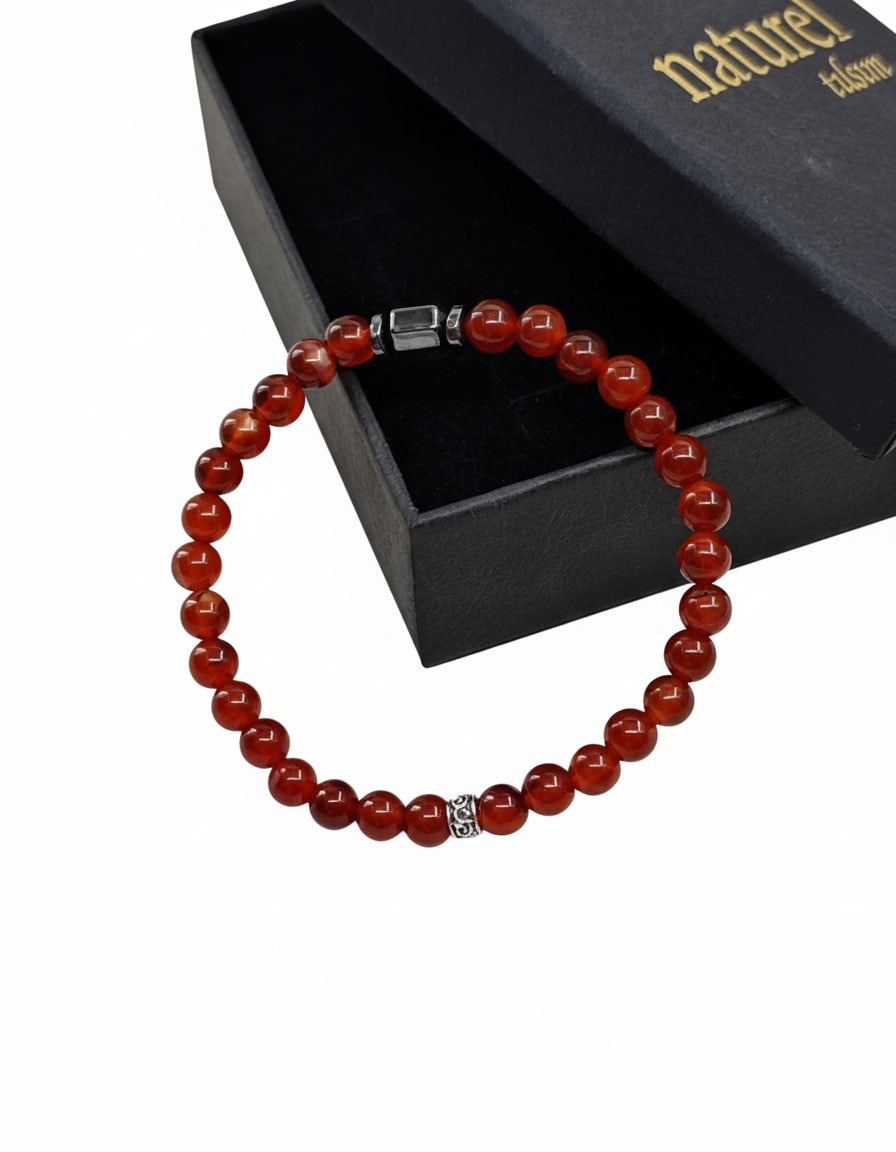 Akik 6mm Doğal Taş Unisex Bileklik