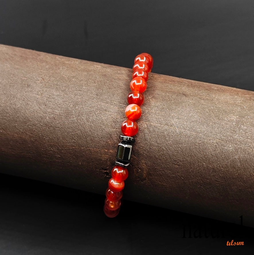 Akik 6mm Doğal Taş Unisex Bileklik