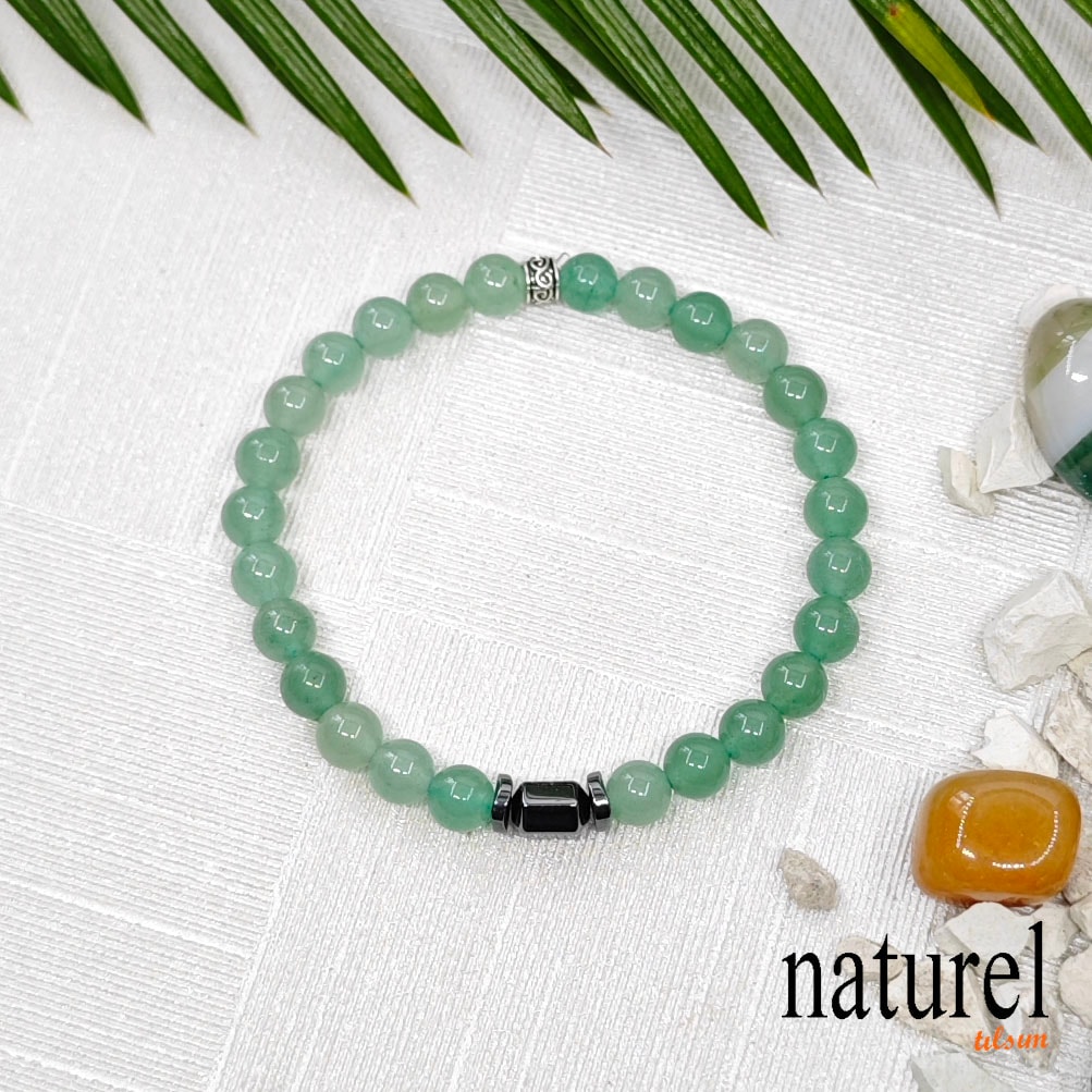 Aventuri̇n 6mm Doğal Taş Unisex  Bileklik 