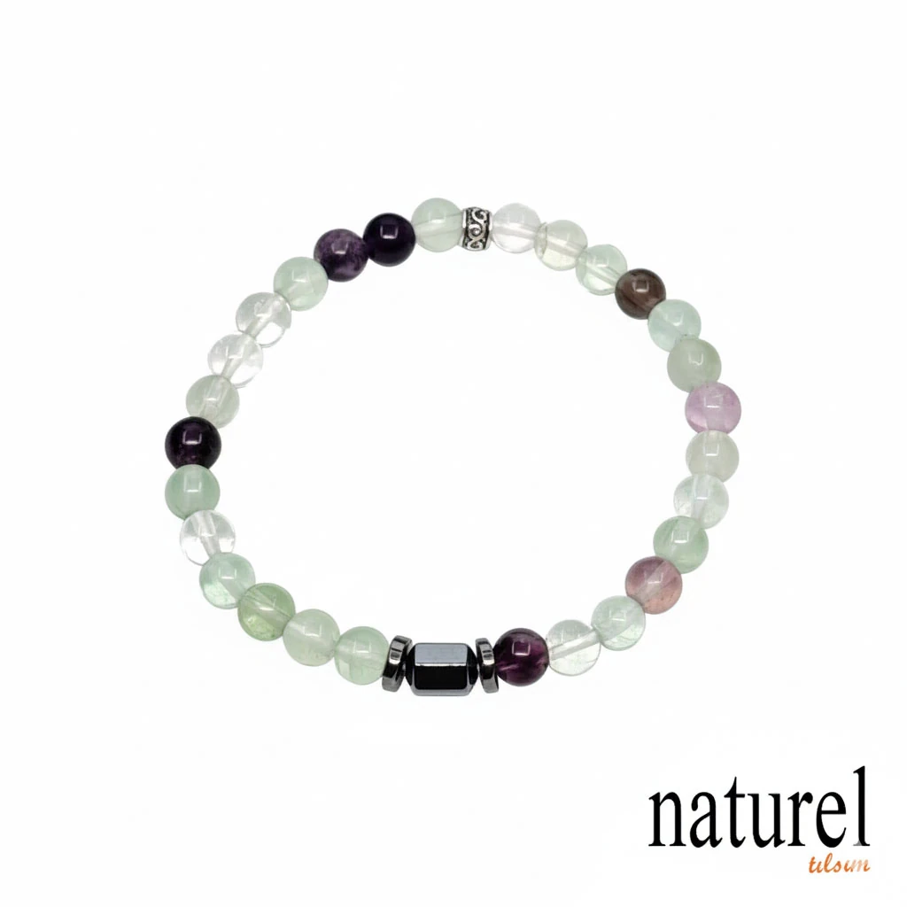 Florit 6mm Doğal Taş Unisex Bileklik 