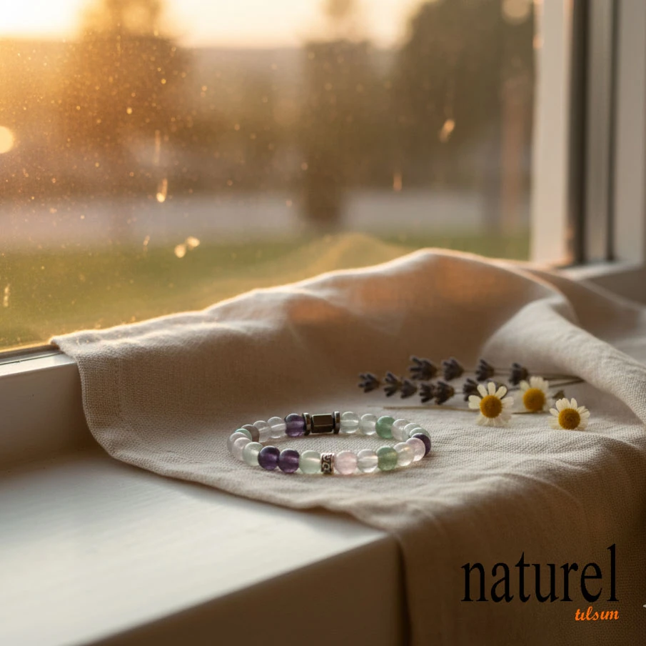 Florit 6mm Doğal Taş Unisex Bileklik 