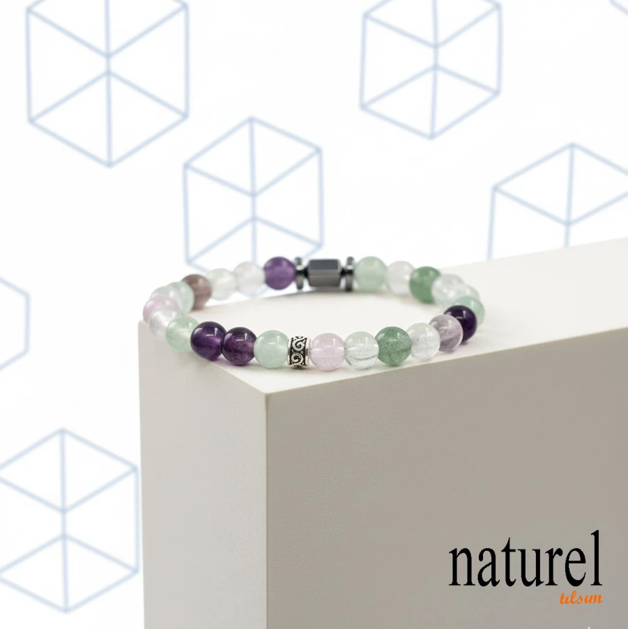 Florit 6mm Doğal Taş Unisex Bileklik 