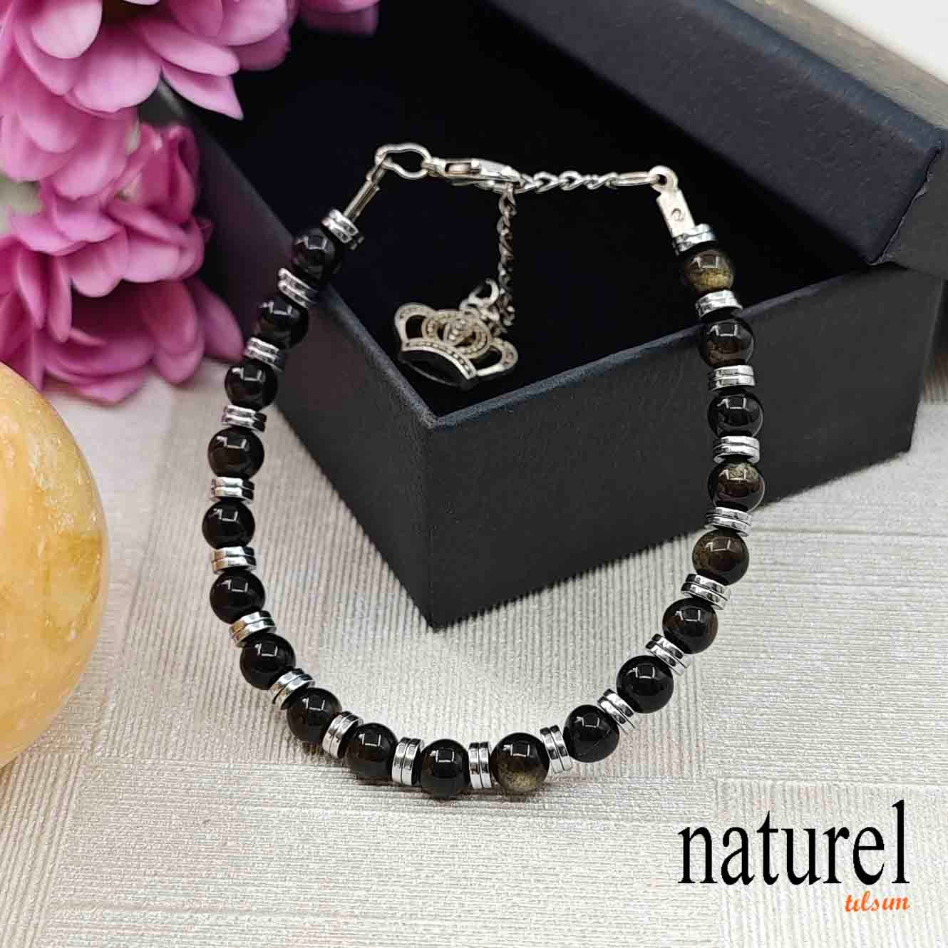 Obsidyen Doğal Taş 6mm Bileklik