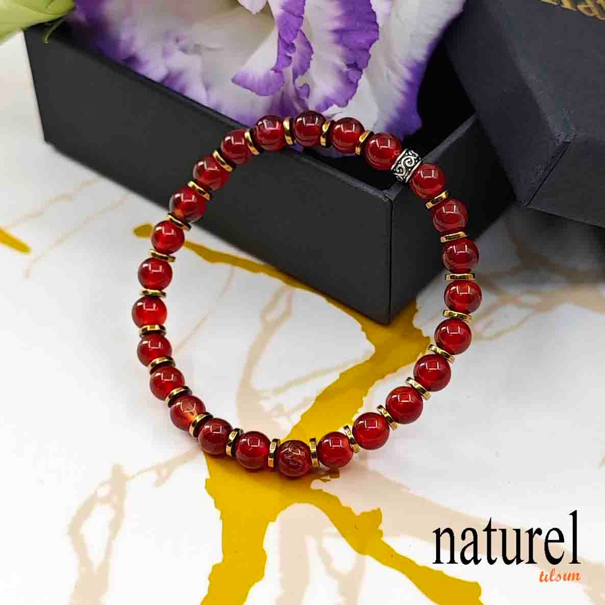 Akik 6mm Doğal Taş Unisex Bileklik