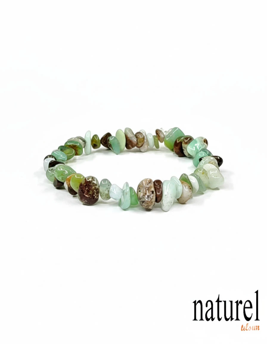 Doğal Taş Kırık Krizopras Unisex Bileklik