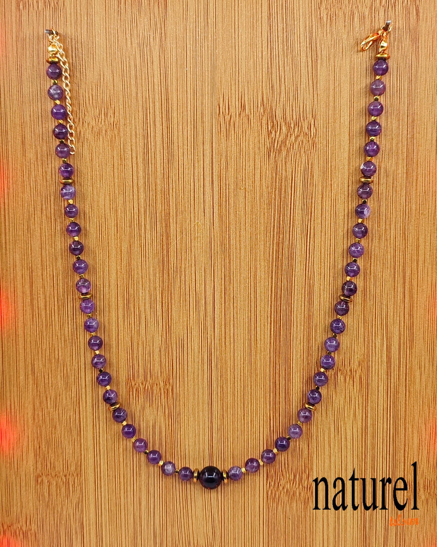 Ametist Doğal Taş Choker Kolye 