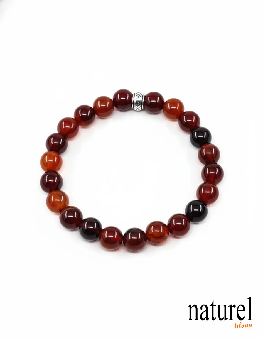 Akik 8mm Doğal Taş Unisex Bileklik