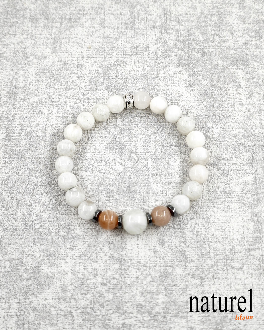 Doğal Ay ve Güneş Taşı Unisex Bileklik