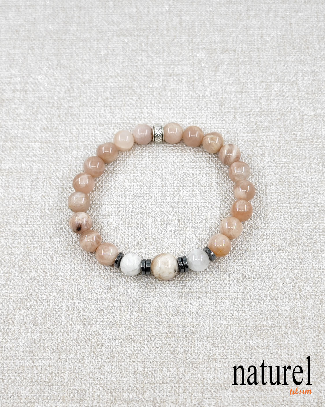 Doğal Güneş ve Ay Taşı Unisex Bileklik