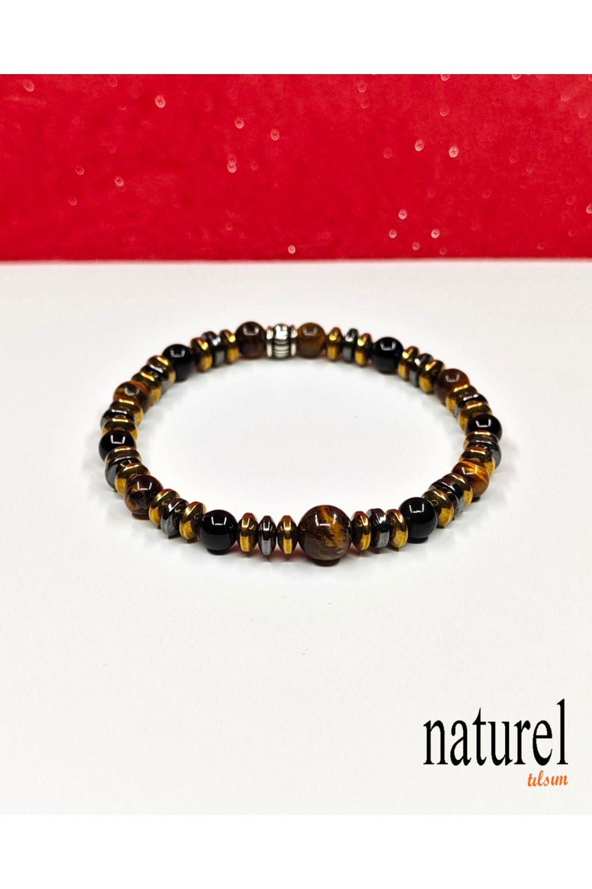 Kaplan Gözü - Oniks - Hematit 6mm Unisex Bileklik 
