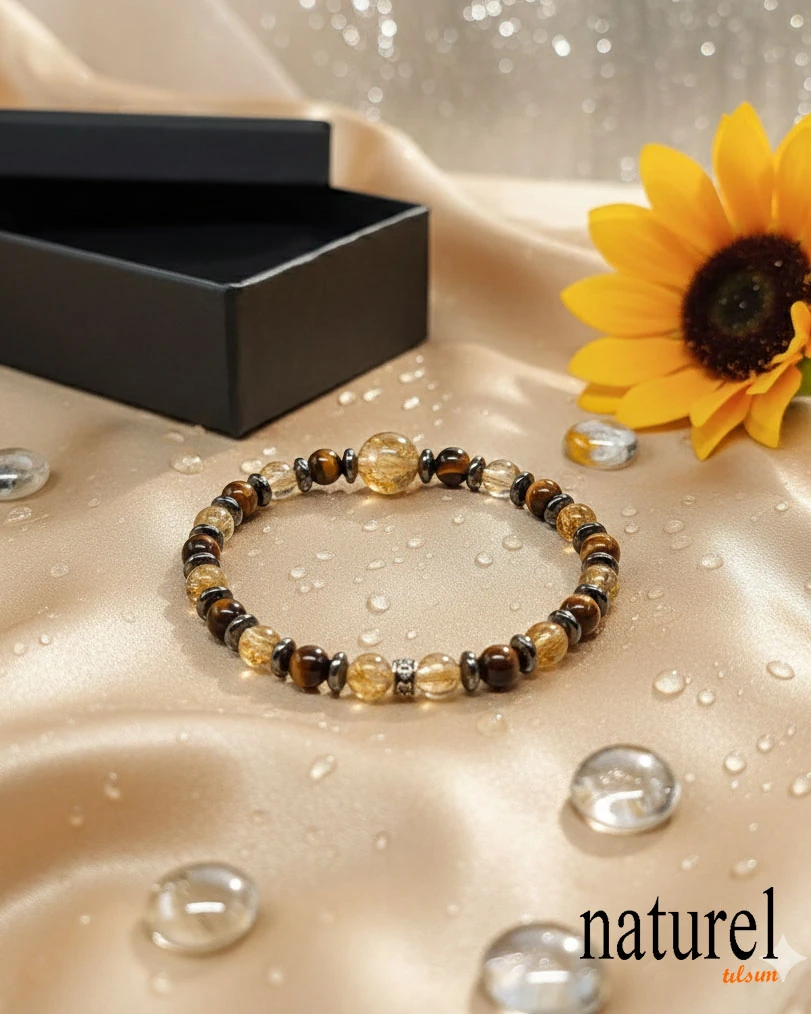 Sitrin Kaplan Gözü 6mm Doğal Taş Bileklik