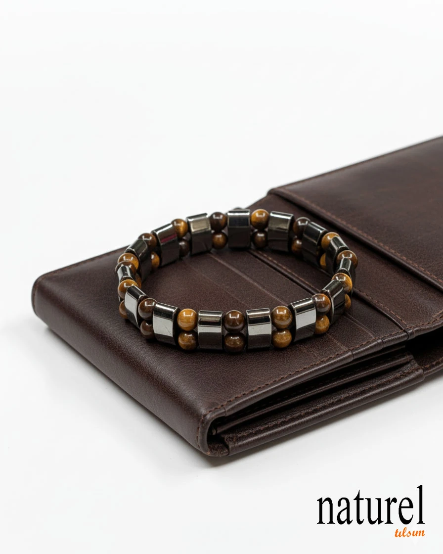 Doğal Taş Kaplan Gözü Ve Hematit Bileklik