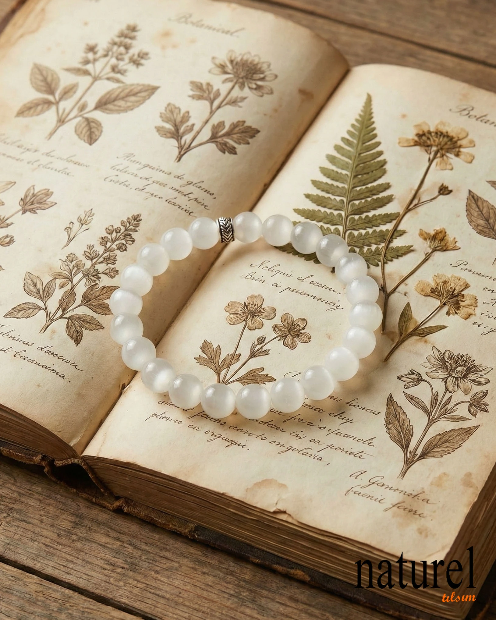 Selenit 8mm Doğal Taş Unisex Bileklik