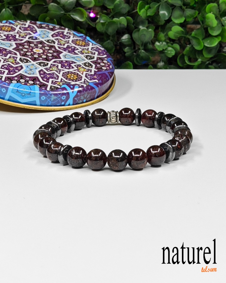 Garnet (Lal) 8mm Doğal Taş Unisex Bileklik