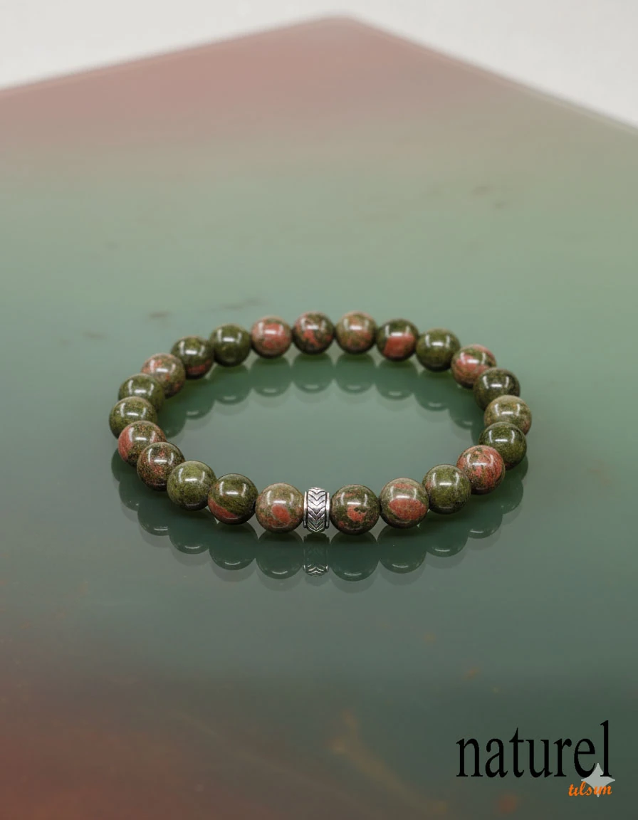 Unakit 8mm Doğal Taş Unisex Bileklik