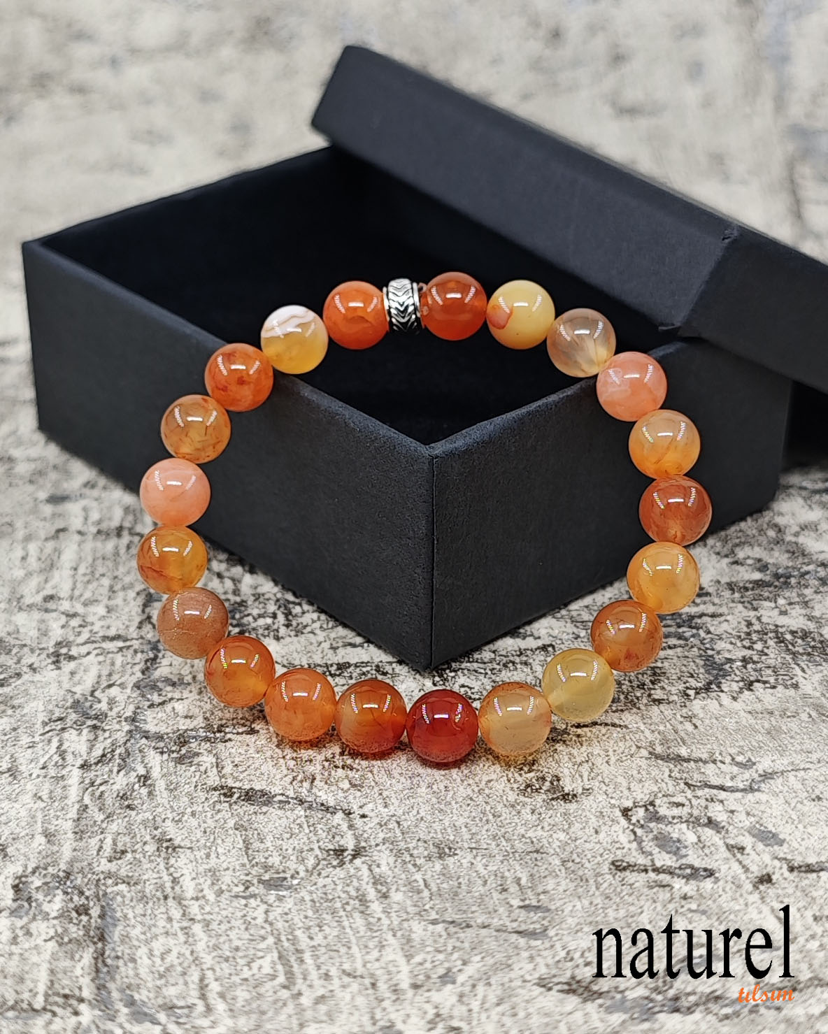 Karnelyan 8mm Doğal Taş Unisex Bileklik