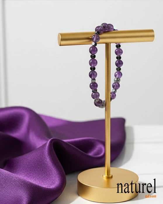 Ametist 6mm Doğal Taş Bileklik