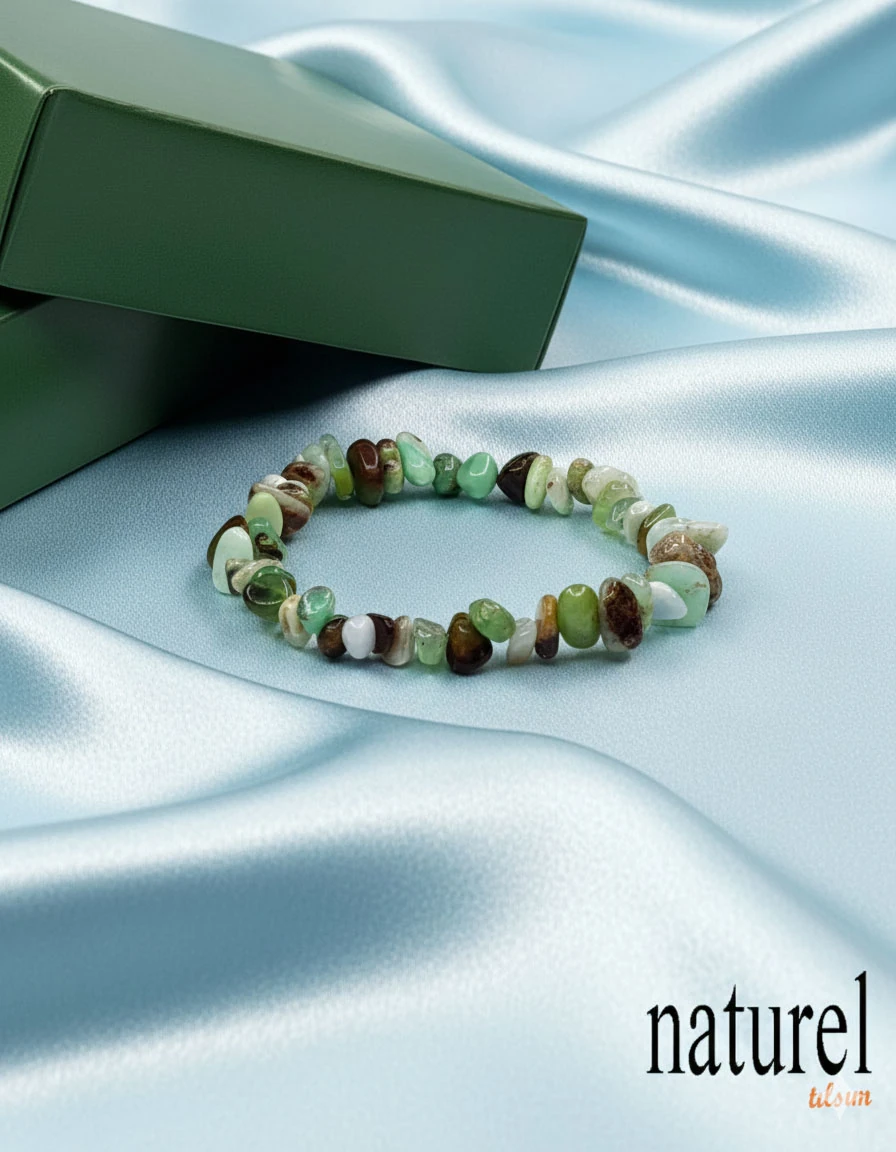 Doğal Taş Kırık Krizopras Unisex Bileklik