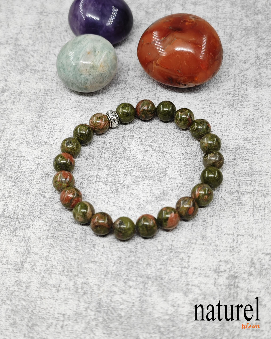 Unakit 8mm Doğal Taş Unisex Bileklik